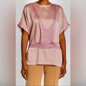 VALENTINO Overlay Tee with Tags: Dusty Rose/Soft Pink, Size 4